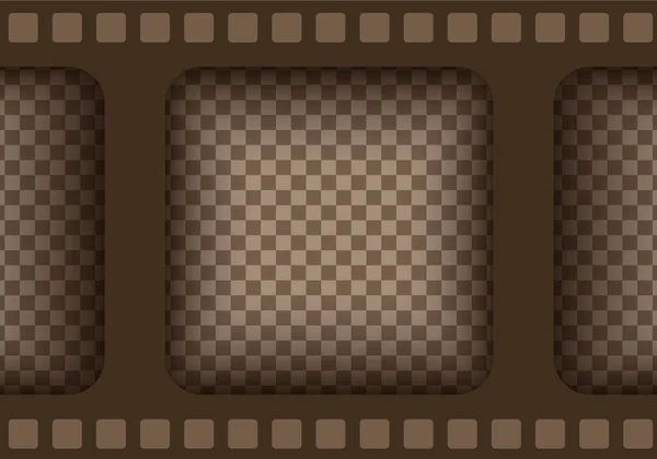 Old brown cinematic frame on a transparent background. Vintage video or photo tape. 3d realistic square screen in retro style. Antique slide filmstrip template. Vector card illustration — Stock Vector