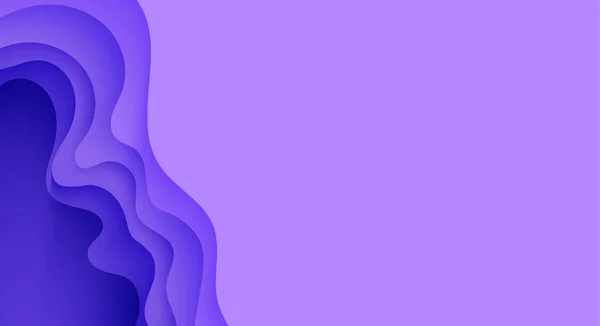 Абстрактный фон в стиле выкройки бумаги. 3d фиолетовый и фиолетовый цвета волны с гладкой тенью. Векторная иллюстрация со слоистой изогнутой линией. Прямоугольный состав жидких слоев в бумажном разрезе. — стоковый вектор