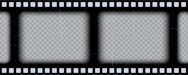 Old black cinematic frame on a transparent background. Vintage video or photo tape. 3d realistic screen in retro style. Antique slide filmstrip template. Vector card illustration — 图库矢量图片