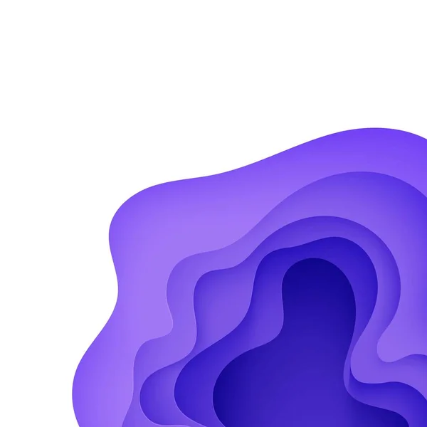 Абстрактный фон в стиле выкройки бумаги. 3d белый и фиолетовый цвета волны с гладкой тенью. Иллюстрация векторной карты со слоистой изогнутой линией. Квадратный состав жидких слоев в бумажном разрезе — стоковый вектор