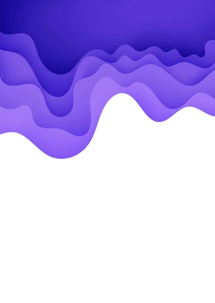 Абстрактный фон в стиле выкройки бумаги. 3d белый и фиолетовый цвета волны с гладкой тенью. Векторная иллюстрация со слоистой изогнутой линией. Прямоугольный состав жидких слоев в бумажном разрезе. — стоковый вектор