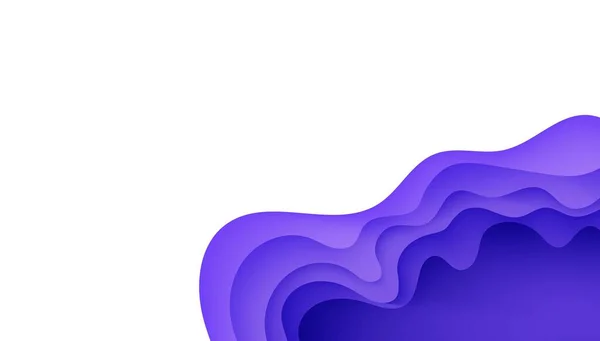 Абстрактный фон в стиле выкройки бумаги. 3d белый и фиолетовый цвета волны с гладкой тенью. Векторная иллюстрация со слоистой изогнутой линией. Прямоугольный состав жидких слоев в бумажном разрезе. — стоковый вектор