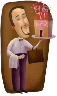 Bar sahibi ile tepsi bar