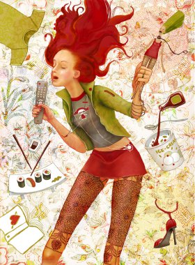Singing red hair girl clipart