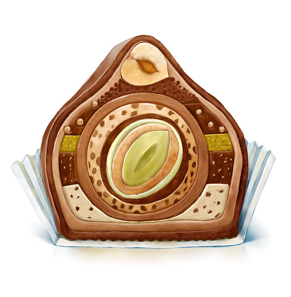 Chocolate candy in cut