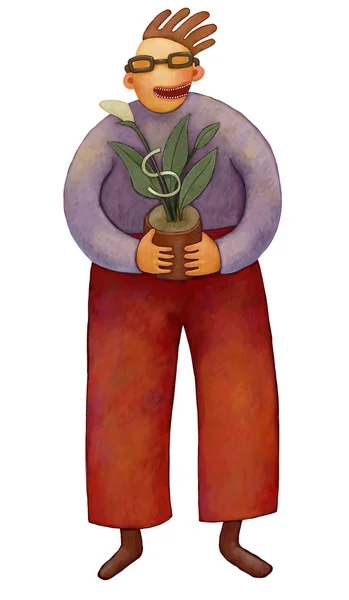 Człowiek uprawy roślin Dolar — Zdjęcie stockowe