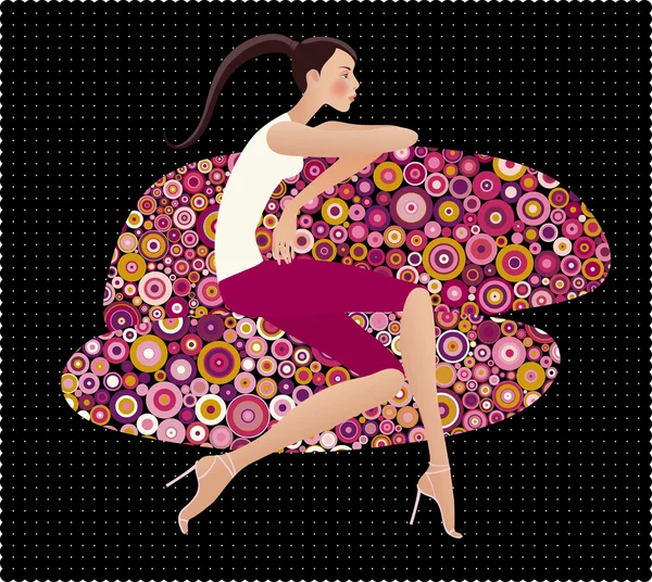 Girl sitting on the sofa — Stock Vector