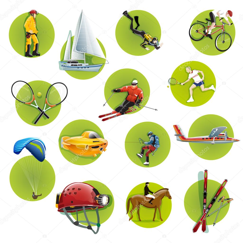 Green round sport icons