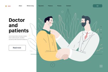 Doktor ve hastalar - Sağlık sigortası web sayfası