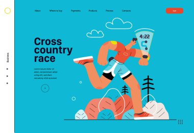 Koşucular - koşan ve dışarıda egzersiz yapan bir adam, web sitesi şablonu