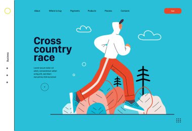 Koşucular - koşan ve dışarıda egzersiz yapan bir adam, web sitesi şablonu