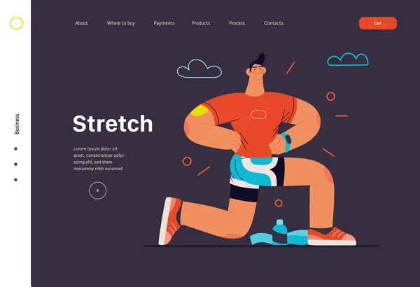 Běžci - muž běhající a cvičící venku, webová šablona — Stockový vektor