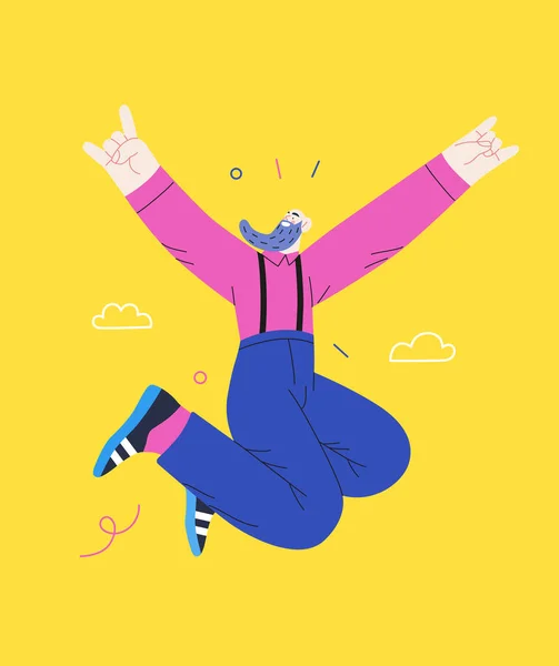 La felicidad - la gente feliz saltando en el aire alegremente — Vector de stock