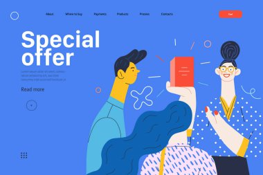 İndirim, satış, terfi, web şablonu. Düz vektör