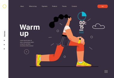 Koşucular - dışarıda koşan ve egzersiz yapan bir kadın, web sitesi şablonu