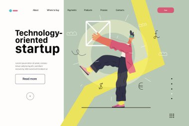 Başlangıç illüstrasyonu, web sitesi iniş şablonu. Yeni iş kurma kavramı