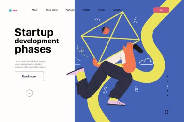 Başlangıç illüstrasyonu, web sitesi iniş şablonu. Yeni iş kurma kavramı