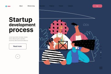 Başlangıç illüstrasyonu, web sitesi iniş şablonu. Yeni iş kurma kavramı
