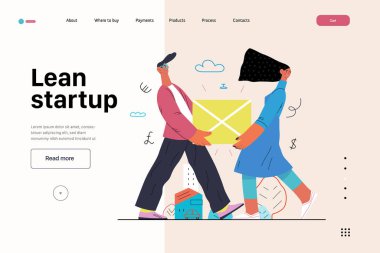 Başlangıç illüstrasyonu, web sitesi iniş şablonu. Yeni iş kurma kavramı
