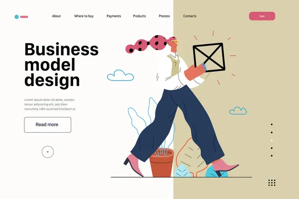 Startup illustratie, website landing template. Concept van het opbouwen van nieuwe bedrijven — Stockvector