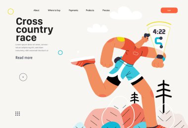 Koşucular - koşan ve dışarıda egzersiz yapan bir adam, web sitesi şablonu