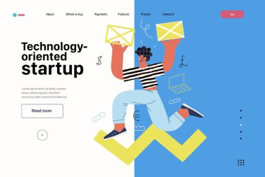 Başlangıç illüstrasyonu, web sitesi iniş şablonu. Yeni iş kurma kavramı