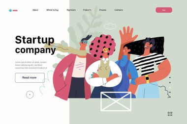 Başlangıç illüstrasyonu, web sitesi iniş şablonu. Yeni iş kurma kavramı