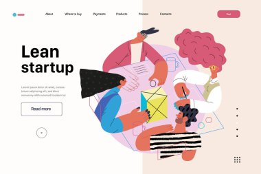 Başlangıç illüstrasyonu, web sitesi iniş şablonu. Yeni iş kurma kavramı