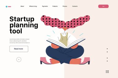 Başlangıç illüstrasyonu, web sitesi iniş şablonu. Yeni iş kurma kavramı