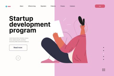 Başlangıç illüstrasyonu, web sitesi iniş şablonu. Yeni iş kurma kavramı