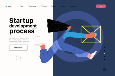 Başlangıç illüstrasyonu, web sitesi iniş şablonu. Yeni iş kurma kavramı