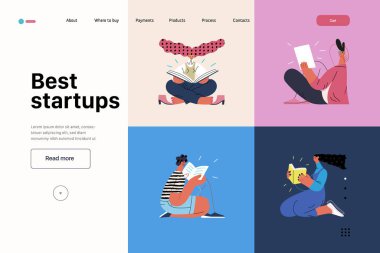 Başlangıç illüstrasyonu, web sitesi iniş şablonu. Yeni iş kurma kavramı