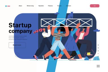 Başlangıç illüstrasyonu, web sitesi iniş şablonu. Yeni iş kurma kavramı