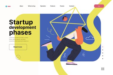 Başlangıç illüstrasyonu, web sitesi iniş şablonu. Yeni iş kurma kavramı