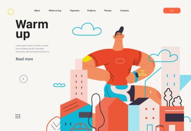 Koşucular - koşan ve dışarıda egzersiz yapan bir adam, web sitesi şablonu