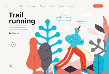 Koşucular - koşan ve dışarıda egzersiz yapan bir adam, web sitesi şablonu