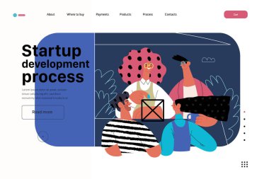 Başlangıç illüstrasyonu, web sitesi iniş şablonu. Yeni iş kurma kavramı