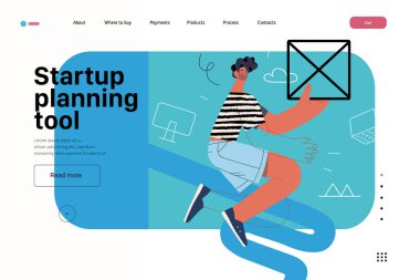 Başlangıç illüstrasyonu, web sitesi iniş şablonu. Yeni iş kurma kavramı