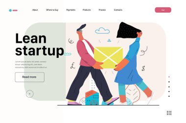 Başlangıç illüstrasyonu, web sitesi iniş şablonu. Yeni iş kurma kavramı