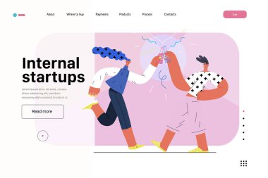 Başlangıç illüstrasyonu, web sitesi iniş şablonu. Yeni iş kurma kavramı