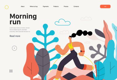 Koşucular - dışarıda koşan ve egzersiz yapan bir kadın, web sitesi şablonu
