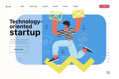 Başlangıç illüstrasyonu, web sitesi iniş şablonu. Yeni iş kurma kavramı