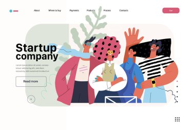 Başlangıç illüstrasyonu, web sitesi iniş şablonu. Yeni iş kurma kavramı