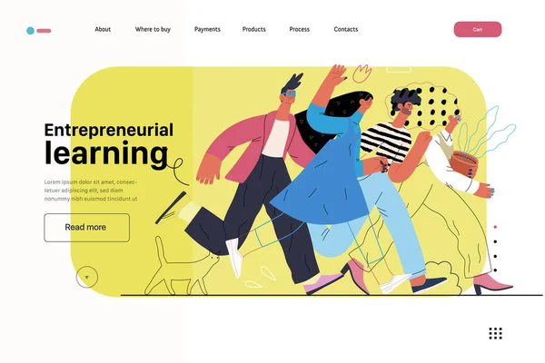 Başlangıç illüstrasyonu, web sitesi iniş şablonu. Yeni iş kurma kavramı