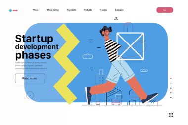 Başlangıç illüstrasyonu, web sitesi iniş şablonu. Yeni iş kurma kavramı
