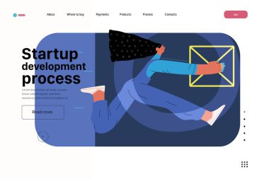 Başlangıç illüstrasyonu, web sitesi iniş şablonu. Yeni iş kurma kavramı