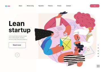 Başlangıç illüstrasyonu, web sitesi iniş şablonu. Yeni iş kurma kavramı