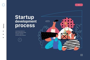 Başlangıç illüstrasyonu, web sitesi iniş şablonu. Yeni iş kurma kavramı