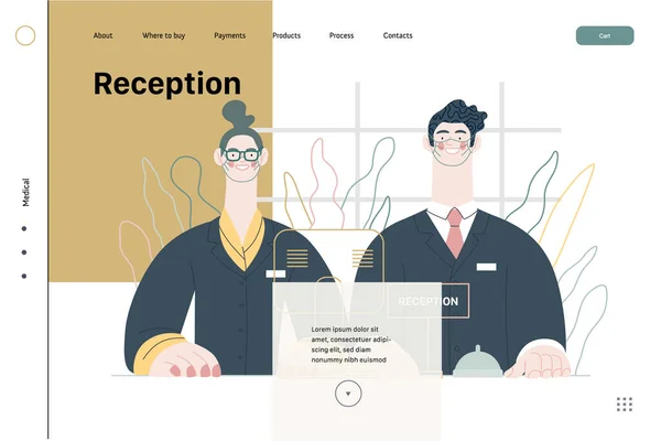 医院接待处-医疗保险网页模板.现代平面矢量 — 图库矢量图片
