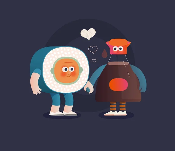 Perfect couple - flat vector illustration of perfect match — Stock vektor